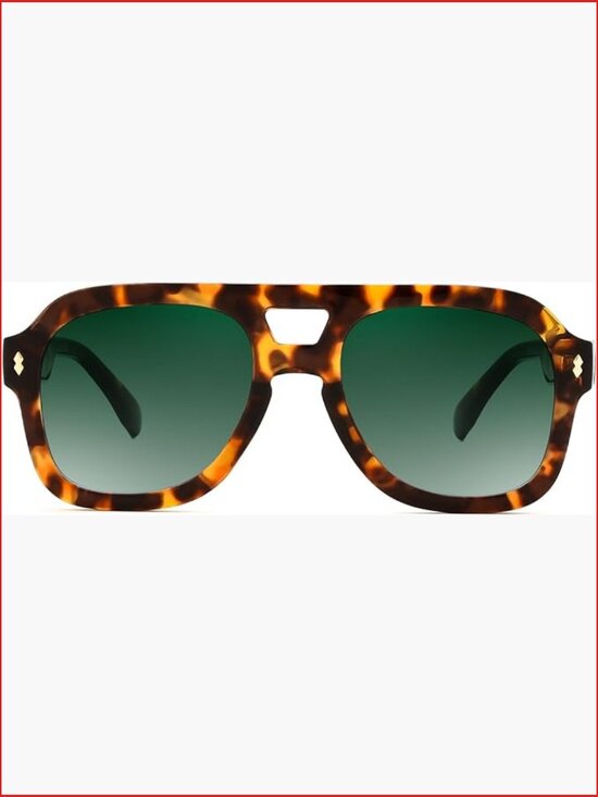 Retro Thick Aviator Sunglasses, Large Square Pilot Shades, UV Protection, Unisex main image 6